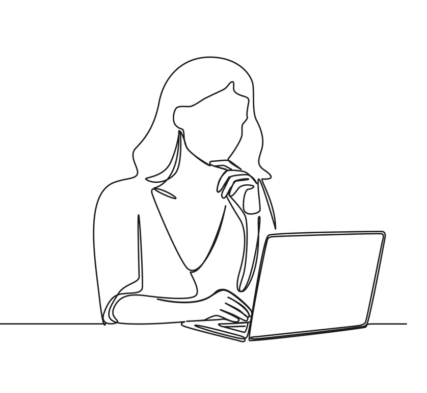 Virtual assistant working at a laptop